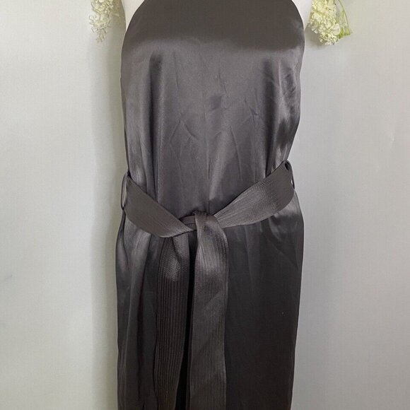 NWT Halston Heritage Silver Gray Racerback Satin Slip‎ Midi Dress Size S $295.00 - Picture 9 of 16
